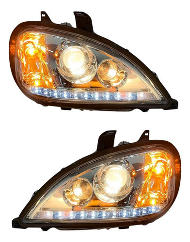 Par De Faros C/tira Led Freightliner Columbia 1996-2017 Ambos Lados