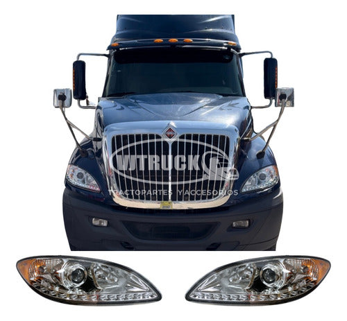 Par De Faros C/tira Led Para Prostar International Ambos Lados