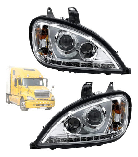 Par De Faros C/tira Led Freightliner Columbia 1996-2017 Ambos Lados