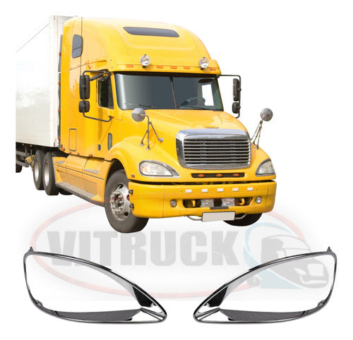Par De Biseles De Faro Cromados Freightliner Columbia Cromo Ambos Lados