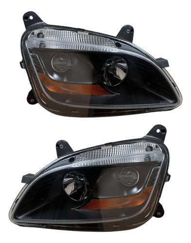 Par De Faros Peterbilt 579 / 587 Negros Ambos Lados