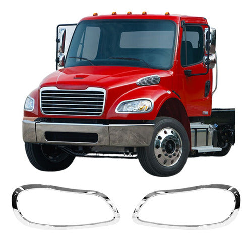 Par De Biseles De Faro Cromados Freightliner M2 106/112 Cromo Ambos Lados