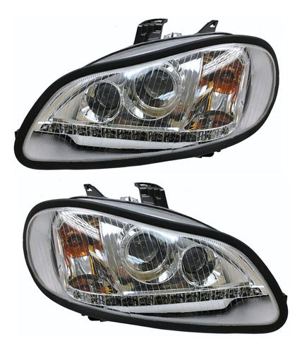 Par De Faros C/tira Led Freightliner M2 106/112 O B2 Ambos Lados