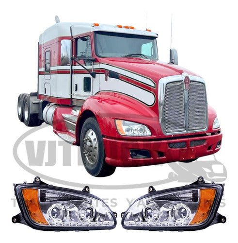 Par De Faros C/tira Led Para Kenworth T660 T370