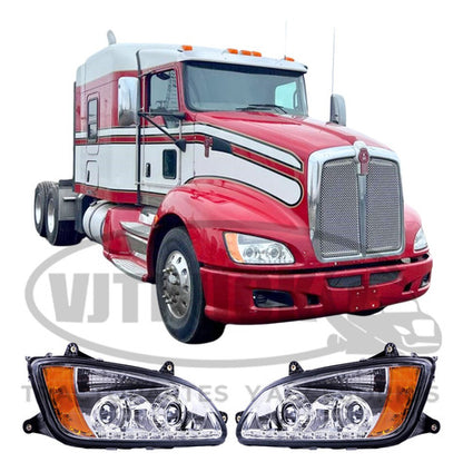 Par De Faros C/tira Led Para Kenworth T660 T370