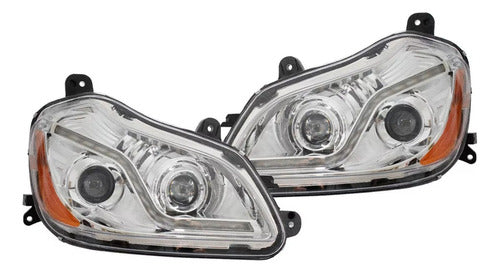 Par De Faros C/tira Led Kenworth T680 Vjtruck Izquierdo