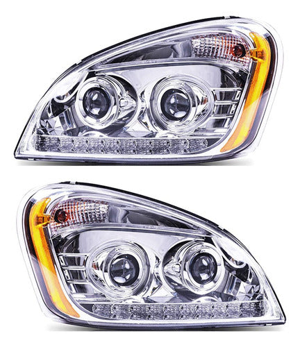 Par De Faros C/tira Led Para Freightliner Cascadia Vjtruck