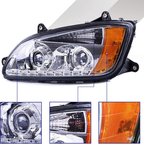 Par De Faros C/tira Led Para Kenworth T660 T370